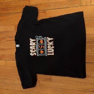 Size Small - black graphic t-shirt - scray lucky